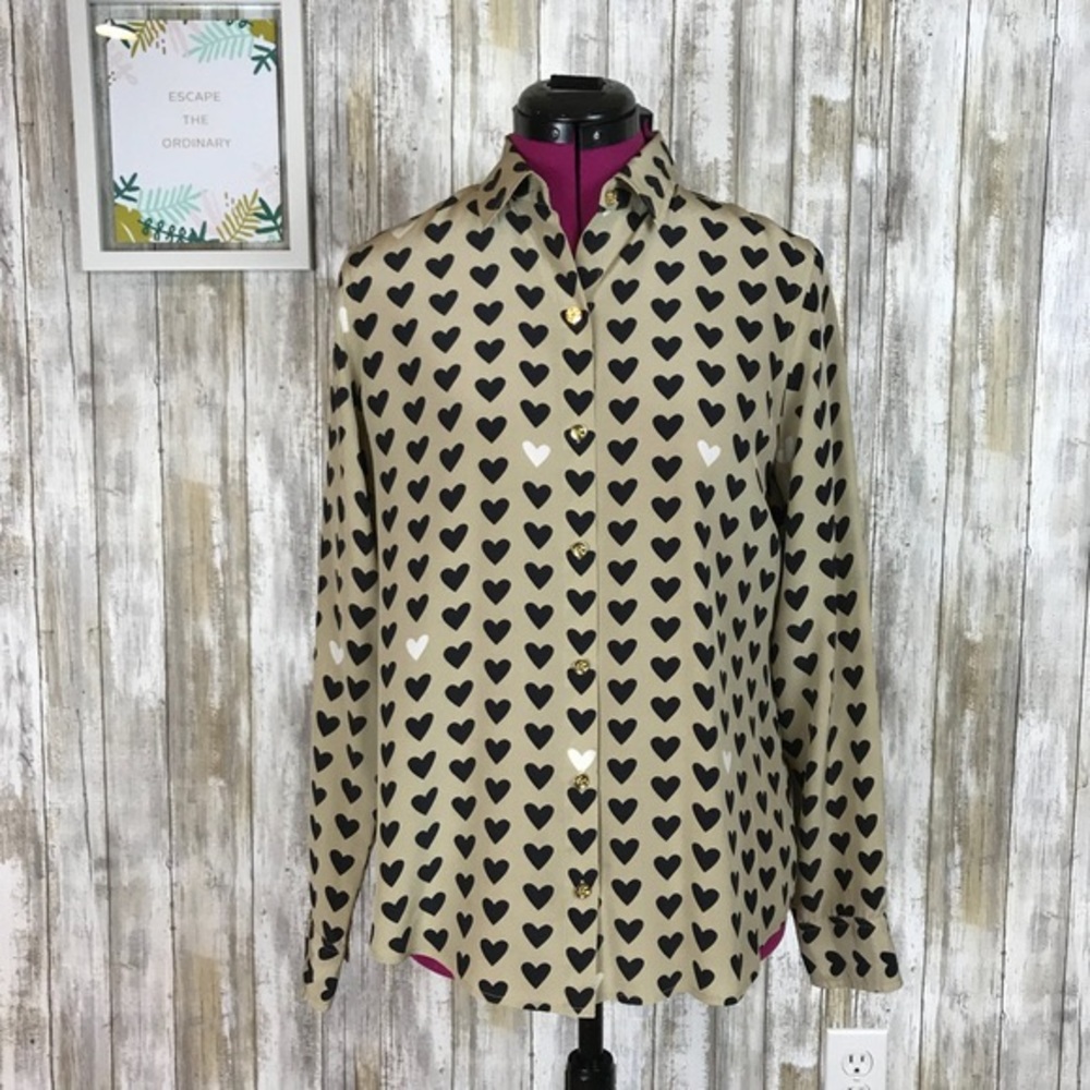 C. Wonder silk heart button down shirt